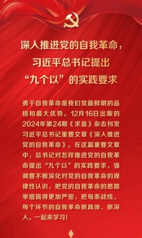 深入推进党的自我革命，习近平总书记提出“九个以”的实践要求